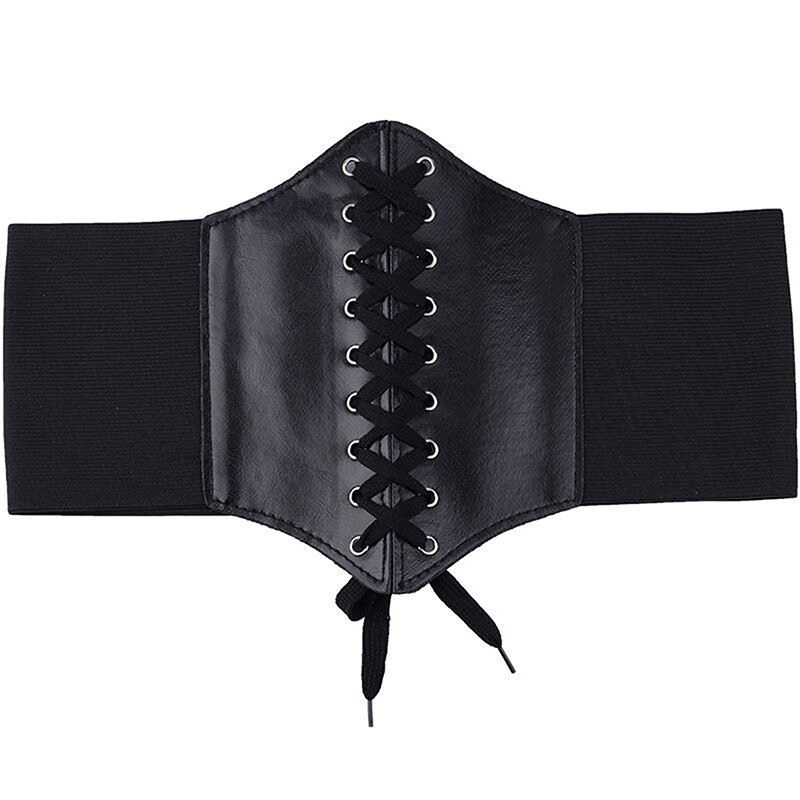 Corsé negro Punk para mujer, Pu cinturón ancho de cuero, cinturones adelgazantes para el cuerpo, cinturón elástico de cintura alta, fajas femeninas