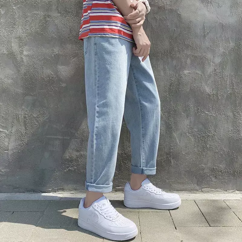 Nuovi Jeans larghi da uomo pantaloni maschili Design semplice di alta qualità accoglienti studenti All-match pantaloni Casual dritti in Denim quotidiano