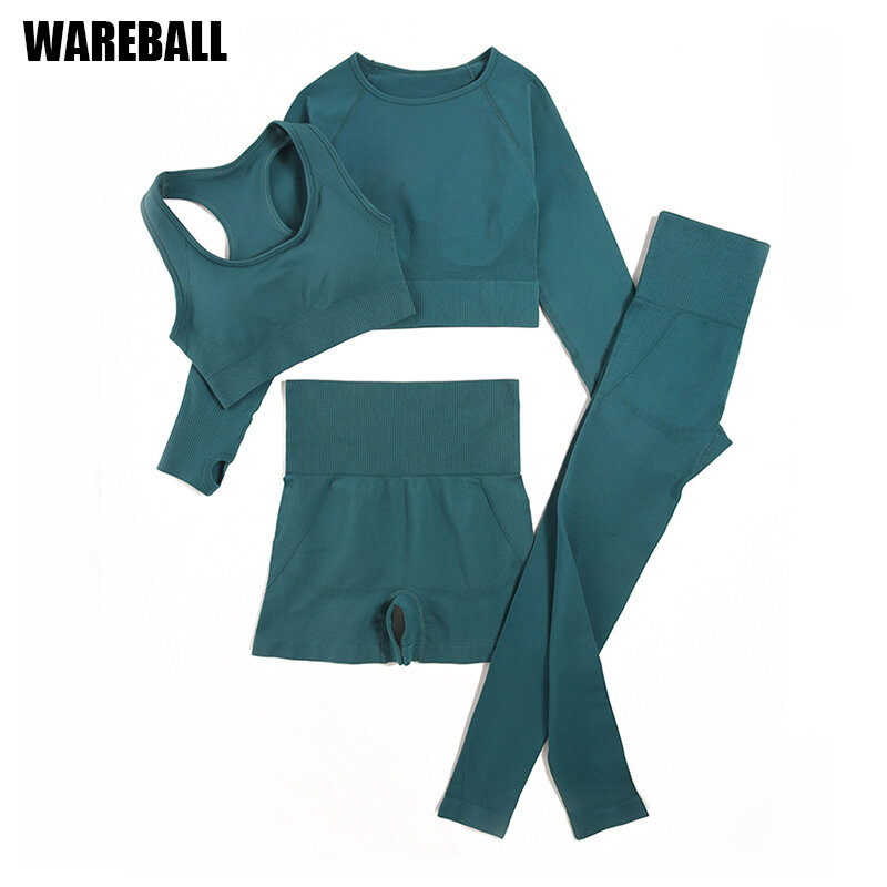 WAREBALL 2/3/4Pcs Seamless ชุดเล่นโยคะเสื้อผ้าออกกำลังกายกีฬาชุดโยคะสำหรับสตรีชุดออกกำลังกาย Tracksuits กีฬา bra Gym Leggings