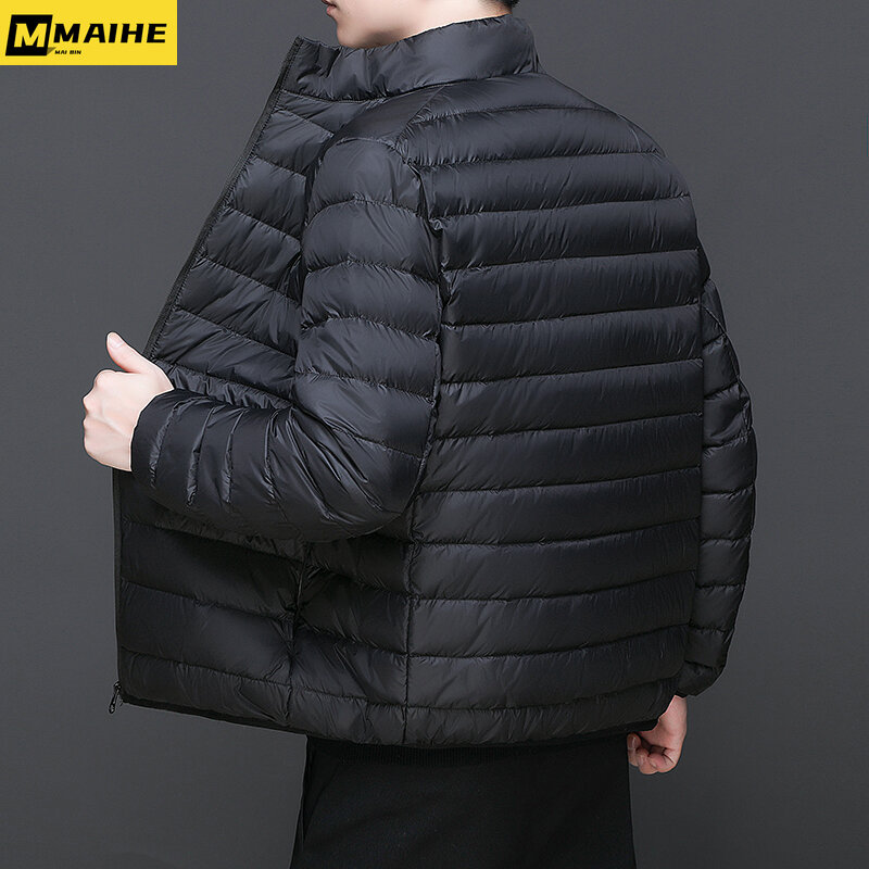 2023 autunno/inverno nuova giacca da uomo ultra-leggero moda classico colletto alla coreana parka caldo cappotto casual antivento di grandi dimensioni da uomo