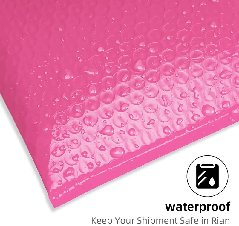 50 buah pembungkus gelembung warna merah muda amplop empuk gelembung pembungkus poli untuk kemasan segel sendiri tas pengiriman tas surat gelembung