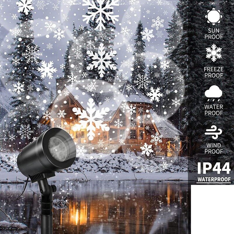 Lámpara de proyección de nieve para exteriores, a prueba de clima, rango de iluminación más amplio, lámpara LED de nieve de Navidad