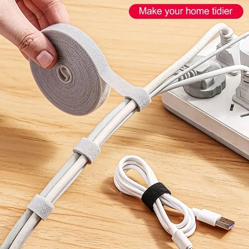 5m Self Adhesive Tape Reusable Cable Tie Wire Straps Tape DIY Accessories
