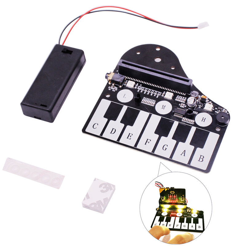 Scheda di espansione Microbit con cicalino e pulsanti a sfioramento Kit pianoforte elettronico riproduci musica giocattolo programmabile educativo per bambini
