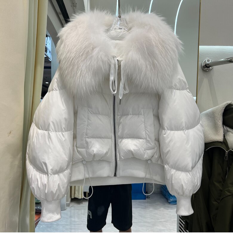 2023 nuove donne inverno bianco piumino d'anatra grande collo di pelliccia 90% piumino d'anatra bianco donna giacca invernale parka corto