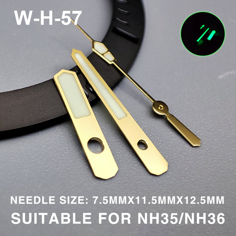 นาฬิกาสำหรับผู้ชาย Sub/GMT/skx เข็มเข็มเข็มสีเขียวส่องสว่างเหมาะสำหรับ NH35/NH36/4R/7S