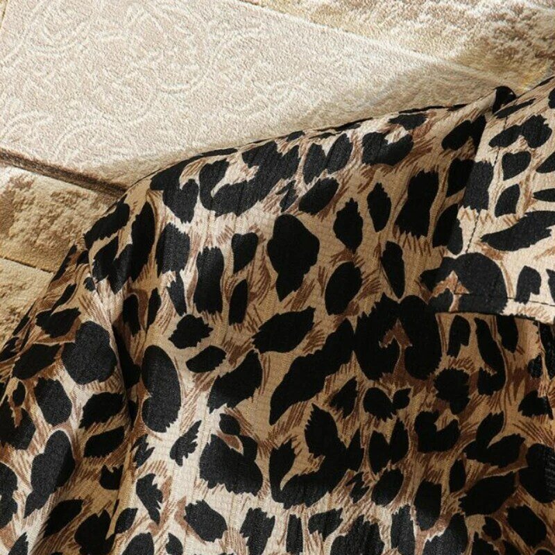 Chemise à manches longues imprimée léopard rétro pour hommes, vêtements d'extérieur respirants, veste de loisirs, grande taille, haute qualité, printemps, automne