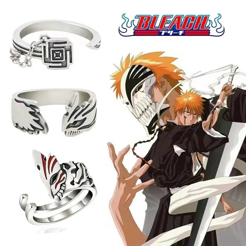 Anime BLEACH Kurosaki Ichigo Mask costumi Cosplay anello Unisex lega regolabile anelli per cartoni animati accessori per gioielli puntelli regalo