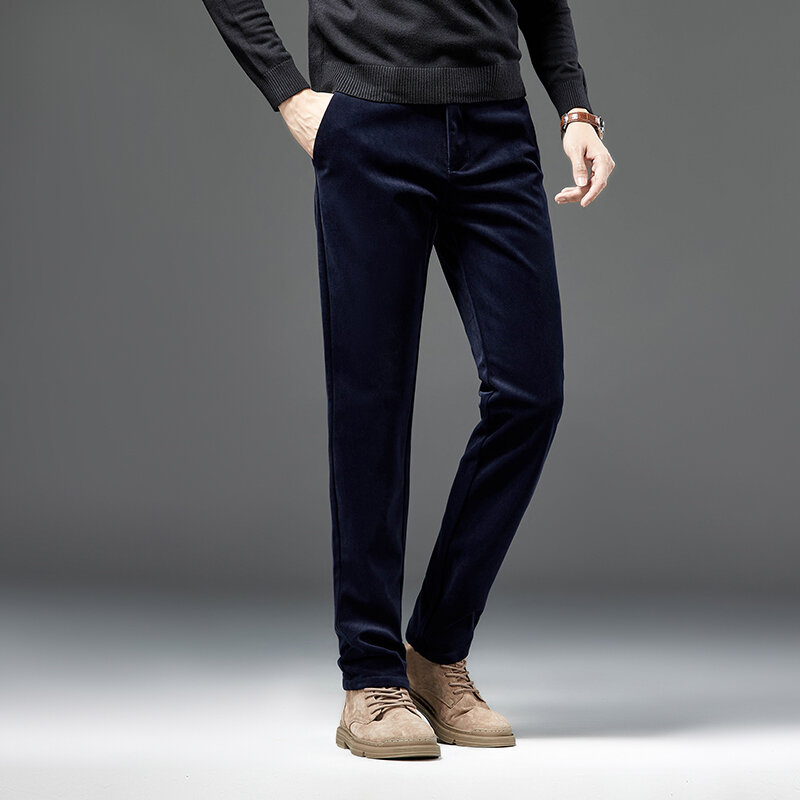 2022 Korean Fashion Casual spodnie męskie nowe jesienne i zimowe dojeżdżające do pracy w średnim wieku uniwersalne sztruksowe spodnie biznesowe