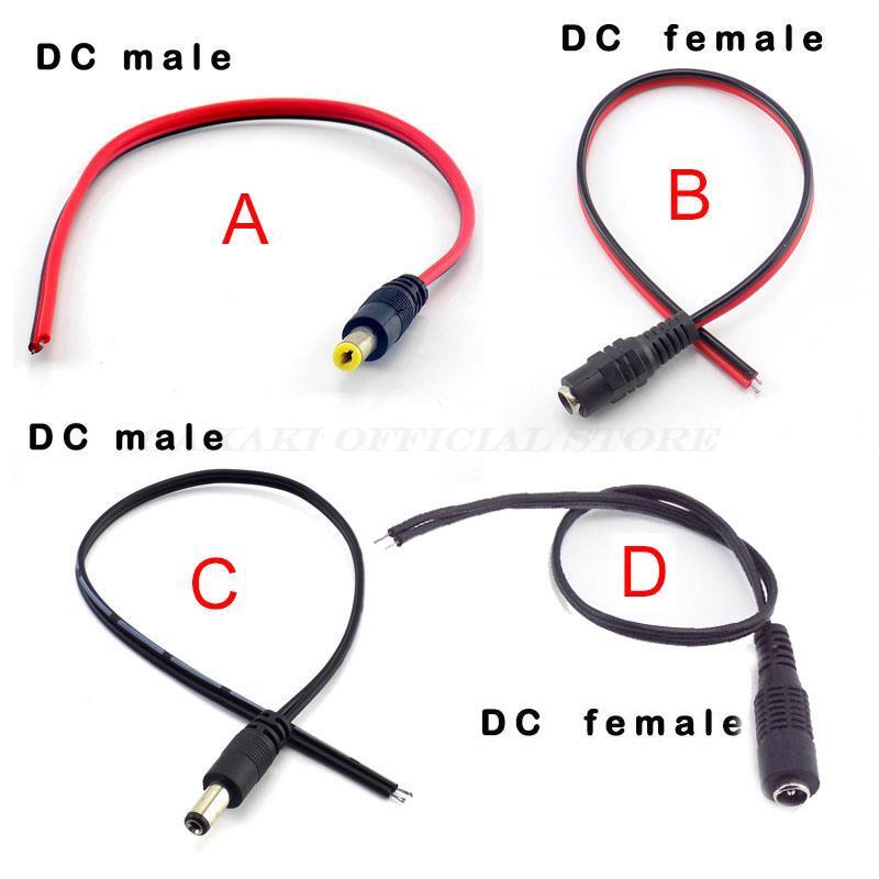 DC Power męskie kabel żeński 12V złącze przejściówka przewodu DC do kamera telewizji przemysłowej taśmy LED 5.5*2.1mm