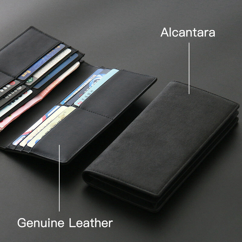YMW ALCANTARA Wallet Women & Man Long Fold Phone Card Holder Bag Luxury Artificial Leather Genuine Leather Cards Package