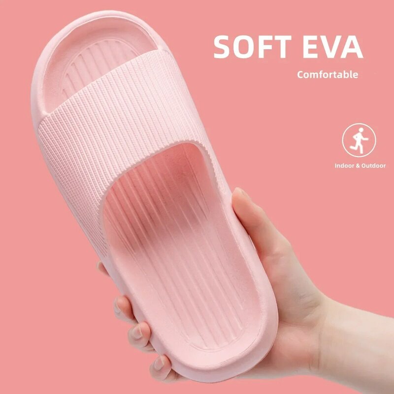Sandal Flip flop Kasual Pria Wanita, sandal pantai musim panas pasangan sepatu anti licin kamar mandi rata nyaman Flip flop kasual