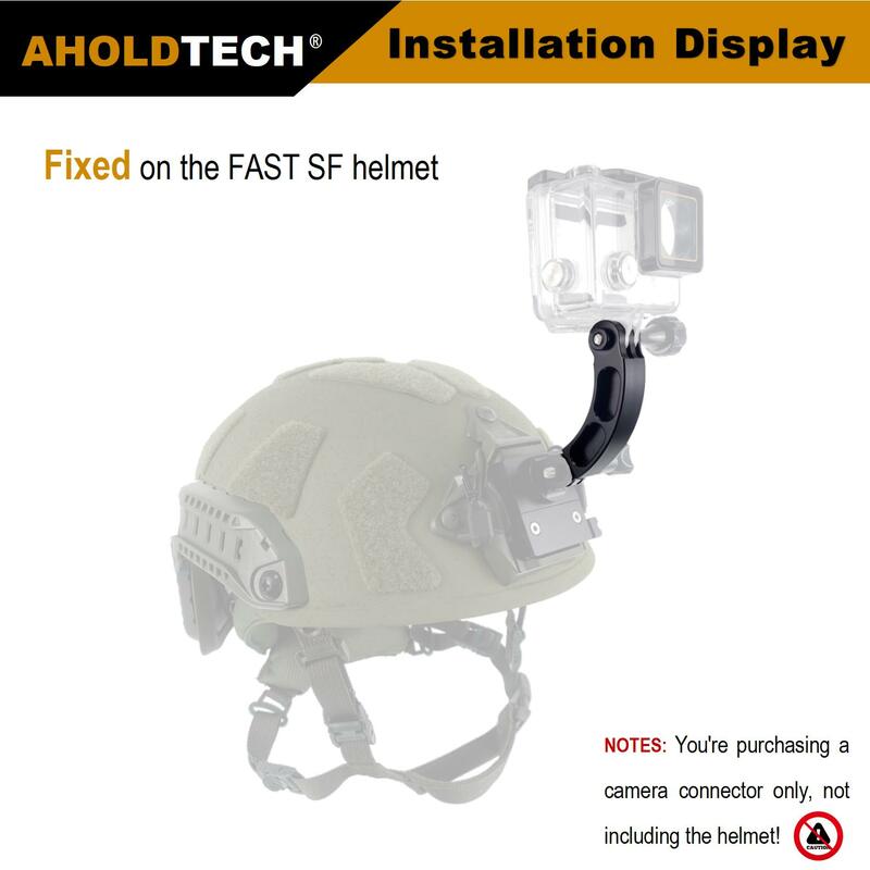 CNC Alumínio Alloy Helmet Camera Bent Bar Adapter, NVG Mount, Base Connector para Gopro Hero Câmeras, Câmeras Esportivas