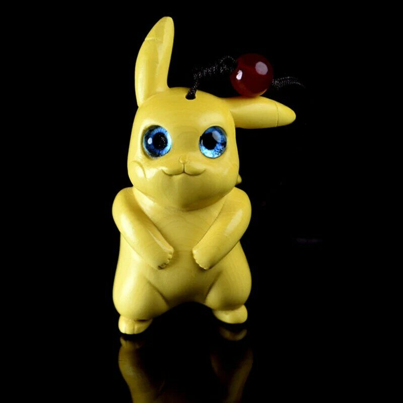 Pokemon Wooden Anime Figure Eevee Pikachu Keychain Crafts Psyduck Squirtle Charmander Action Figure Model Toys for Children Gift
