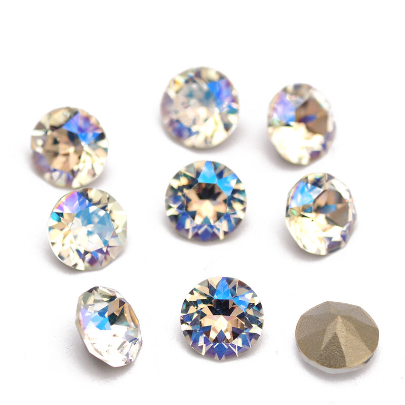 10 pezzi colorati accessori fai da te strass 5A gioielli rotondi che fanno perline di vetro colla a punta su decorazioni per unghie pietre