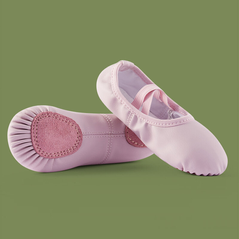 Scarpe a punta in pelle PU pantofole da ballo con suola intera bambini Ballerina pratica balletto danza allenamento usa 3 colori