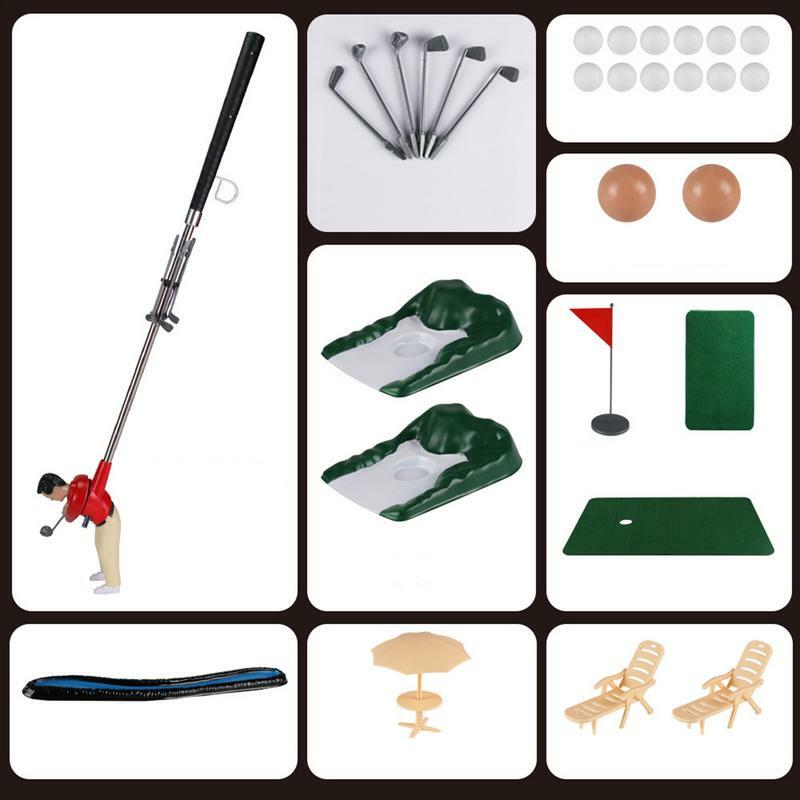 Game Golf Mini realistis permainan Golf lucu Set Golfer Mini mainan Golf aman hadiah liburan edukasi untuk anak-anak untuk mengembangkan kesabaran
