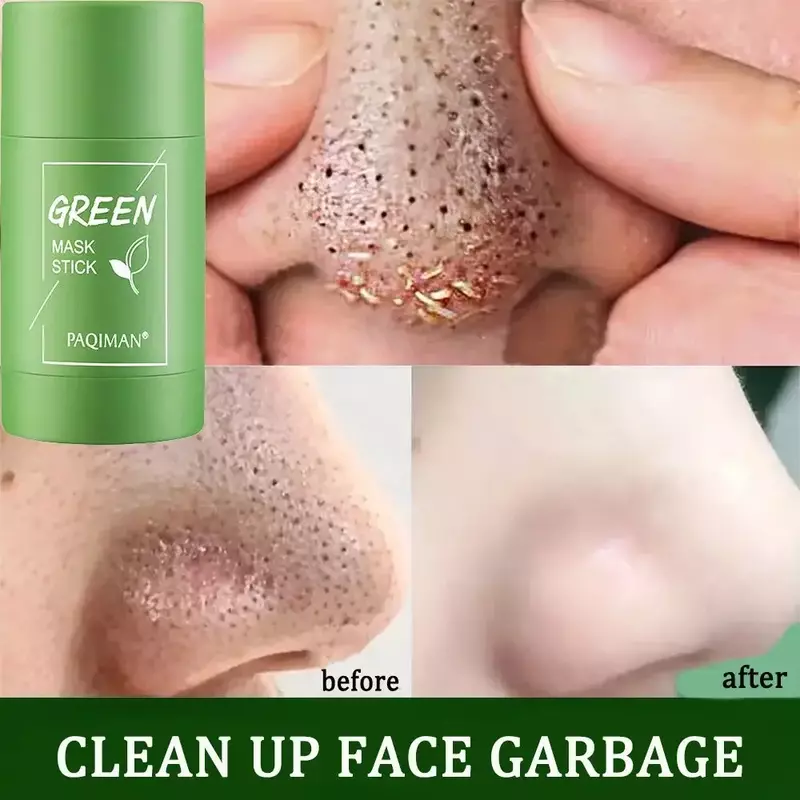 Dokładne czyszczenie do twarzy z zielonej herbaty, błotem, solidna maska kontrolująca olej w sztyfcie, nawilżające pory kurczące, maseczki z zaskórnikami, pielęgnacja skóry twarzy