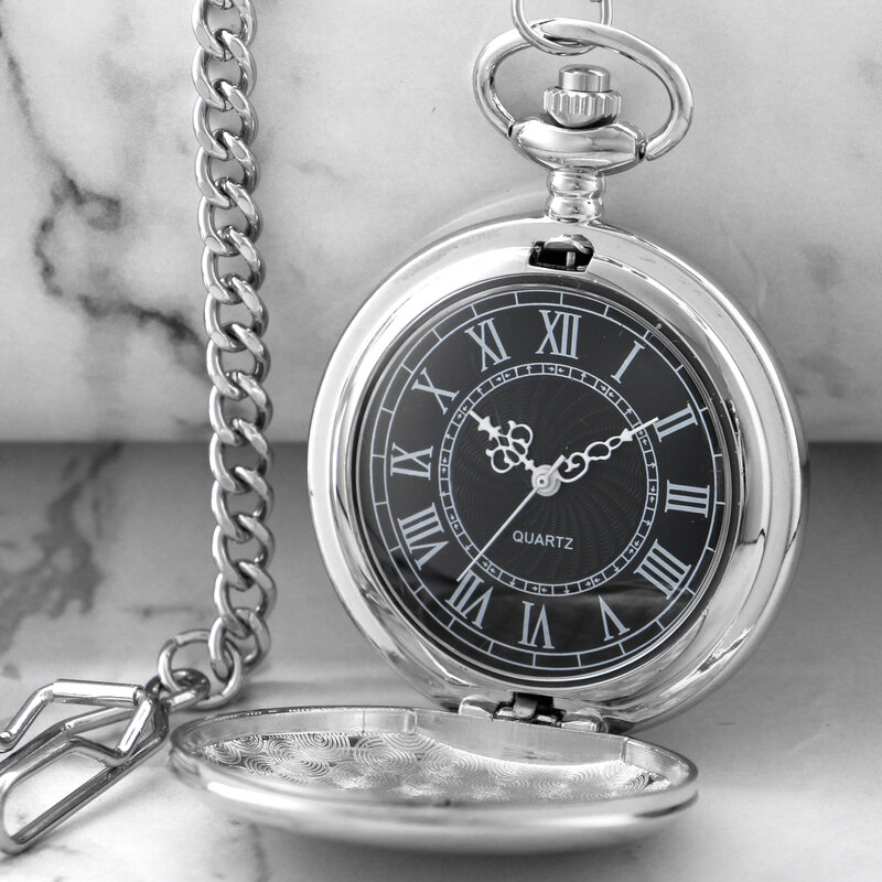 Jam tangan saku kuarsa halus perak mewah untuk pria wanita jam tangan FOB saku kalung Vintage Hadiah istimewa CF1521