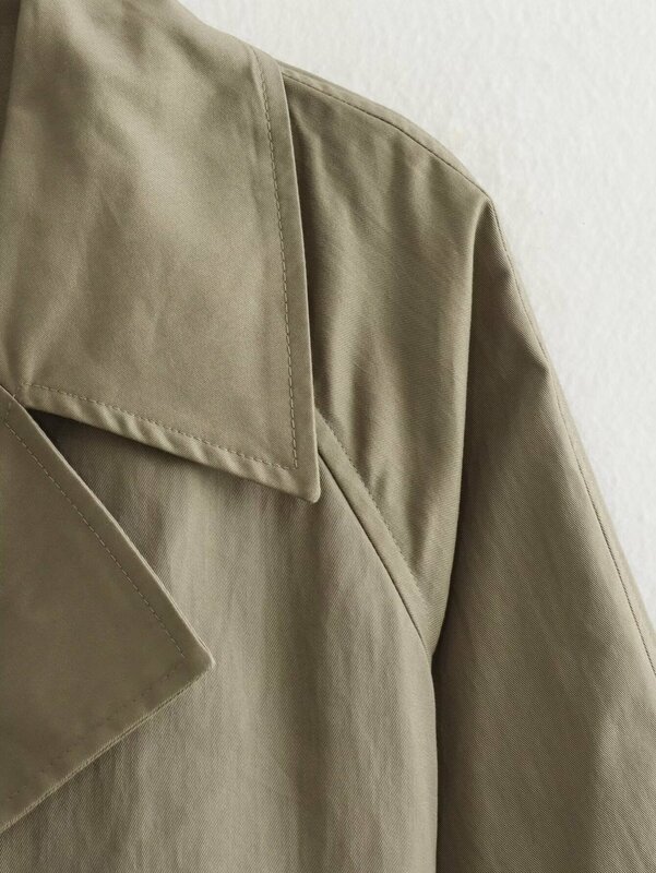 Odzież damska Plus Size krótka wiatrówka z długim rękawem z podwójną klapą dwurzędowa kurtka w stylu ulicznym modny Mini płaszcz