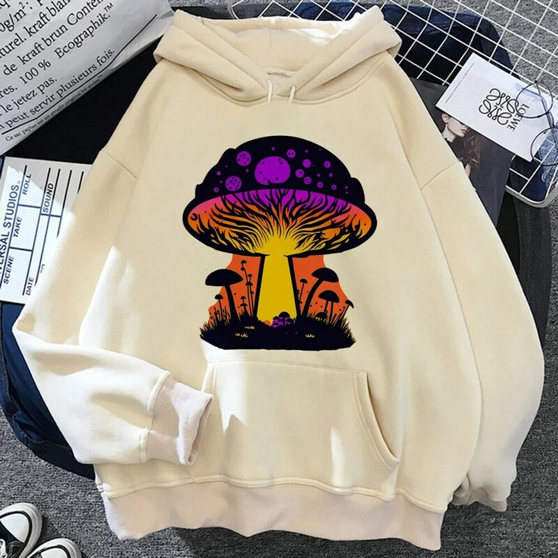 Magic funghi Alien psichedelic felpe con cappuccio donna streetwear anime Winter anime Hood Pullover donna anni '90 Hood