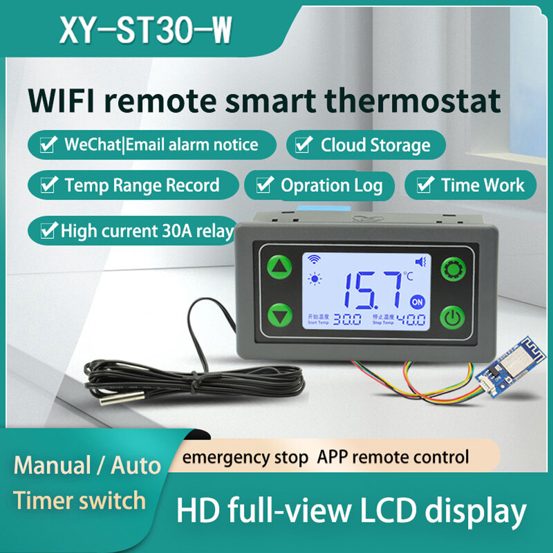 SA30 SA10 Termostat Remote Control WIFI 6-30V 110-220V Modul Pengontrol Suhu Digital Alarm Koleksi Suhu Aplikasi