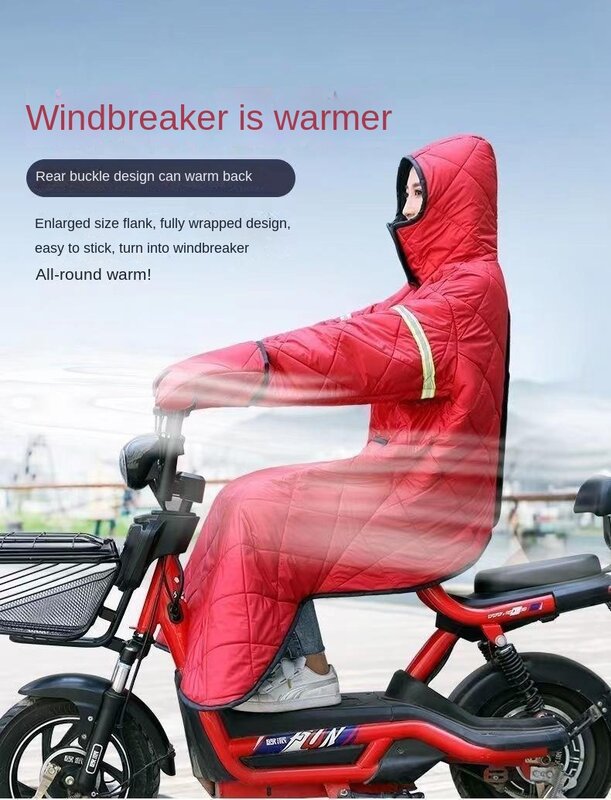 Bicicleta elétrica equitação windbreaker quente, pelúcia grossa ciclismo windbreak, colcha tampa fria, roupas masculinas e femininas, inverno