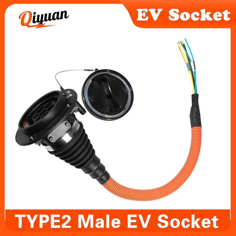 32a Type2 Mannelijke Contactdoos Met Kabel Voor Elektrische Auto Zijlader Iec 62196 Type 2 Socket Ev Oplader Socket 0.5M Evse