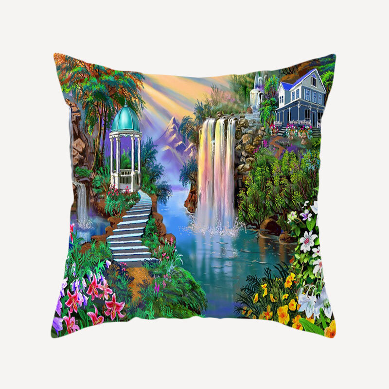 ZHENHE Forest Scenery Pattern Pillow Cover Double Sided Printing Cushion Cover for Bedroom Sofa  Decor 18x18 Inch（45x45cm）