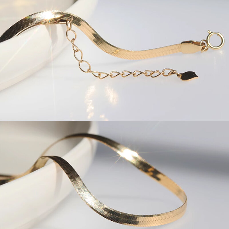 Collar de oro Real de 18K para mujer, cadena de hueso de serpiente Clavicular, sensación mayor de lujo, Primavera