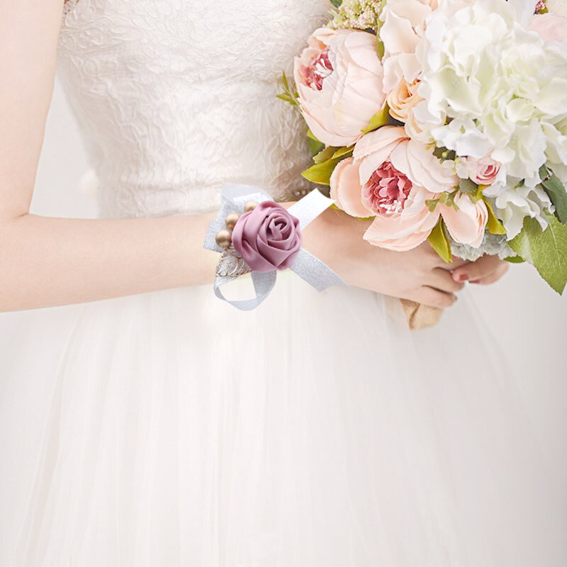 1pc sposa polso fiore imita fiore rete garza farfalla decorazione damigella d'onore sorelle fiori da polso accessori per forniture di nozze
