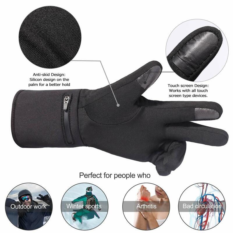 Heated Glove for Men and Women,Rechargeable Electric Battery, Riding, Ski, Snowboarding, Hiking, Cycling, Hunting, Thin