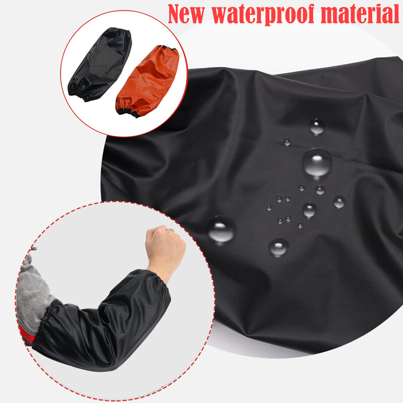 1 Pair Black Waterproof Oversleeves Sleeves Adult PVC Arm Ruffles for Work Anti-dirty Durable Kitchen Housework Oil-proof Sleeve
