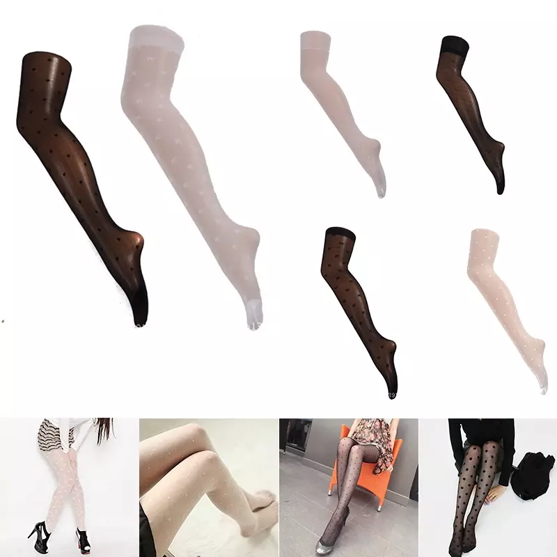 Collants femininos clássico pequeno polka dot meias de seda senhoras finas vintage falso tatuagem meias meia-calça feminina meias