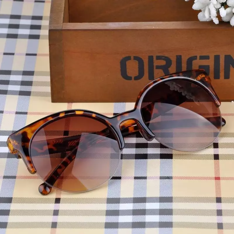 Солнцезащитные очки «кошачий глаз» женские, винтажные Полуободковые солнечные очки в стиле ретро, с защитой от УФ-лучей, для путешествий и вечеринок, 2022