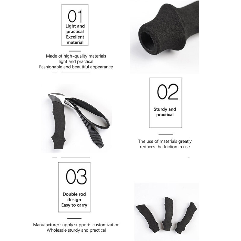 Trekking Pole Accessories Cane Tip Buckle Trekking Pole Head Handle Accessories Straight Handle T-shaped Wrist Strap Outer Lock