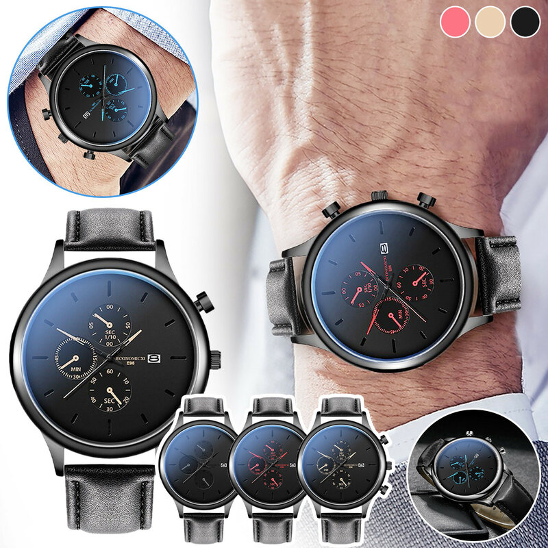 Orologio da uomo Fashion Watch orologio da polso con data di lusso in pelle orologio sportivo orologio con cinturino in pelle di alta qualità atmosfera