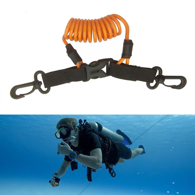 Lanière de plongée sous-marine, clip de lanière enroulé à ressort de plongée avec sangle, structure à dégagement rapide pour lampes de poche, caméras