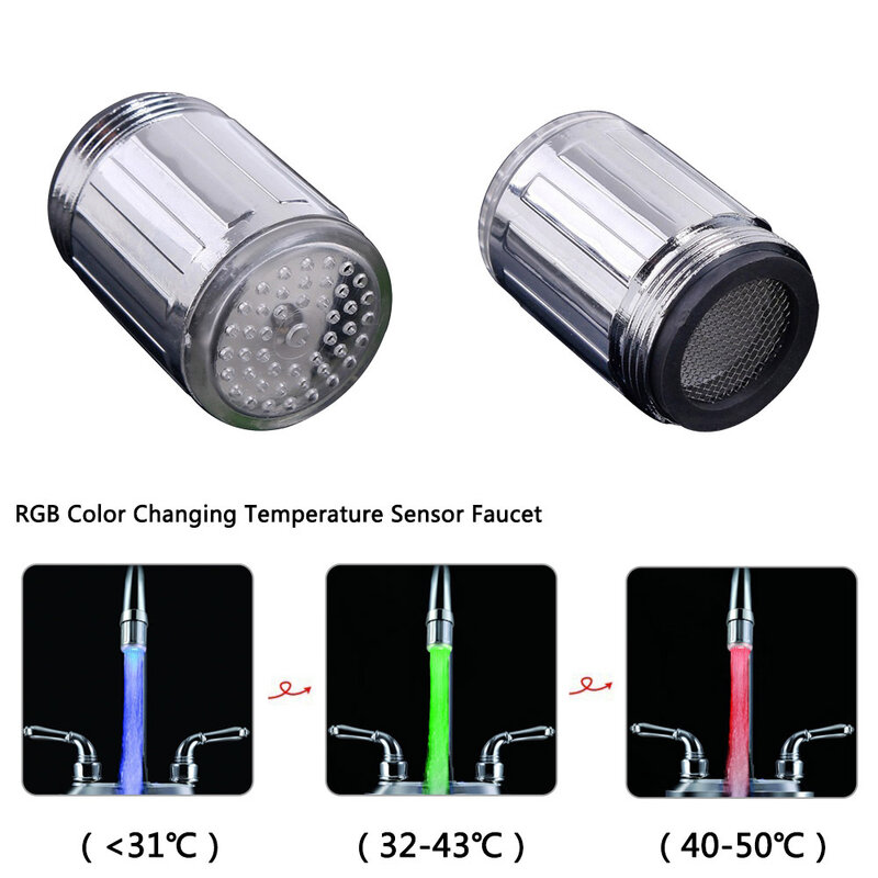 Vòi Phun LED Tiết Kiệm Nước Tập Máy Sục Khí Khuếch Tán Nhà Bếp Cao Cấp Phụ Kiện Lọc Adapter Led RGB Led Vòi