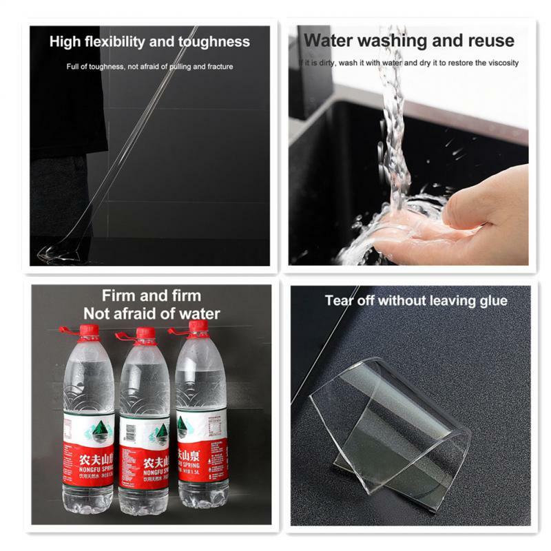 Cinta adhesiva de doble cara para cocina y baño, material de nanoplástico transparente, reutilizable e impermeable, resistente al calor, 1/2/3/5M