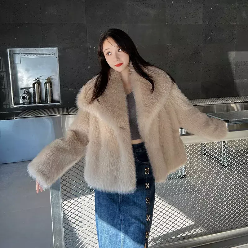 여성용 인조 모피 코트 우아한 따뜻한 봉제 재킷 오버 코트 캐주얼 인공 모피 코트 도매 유행 겉옷