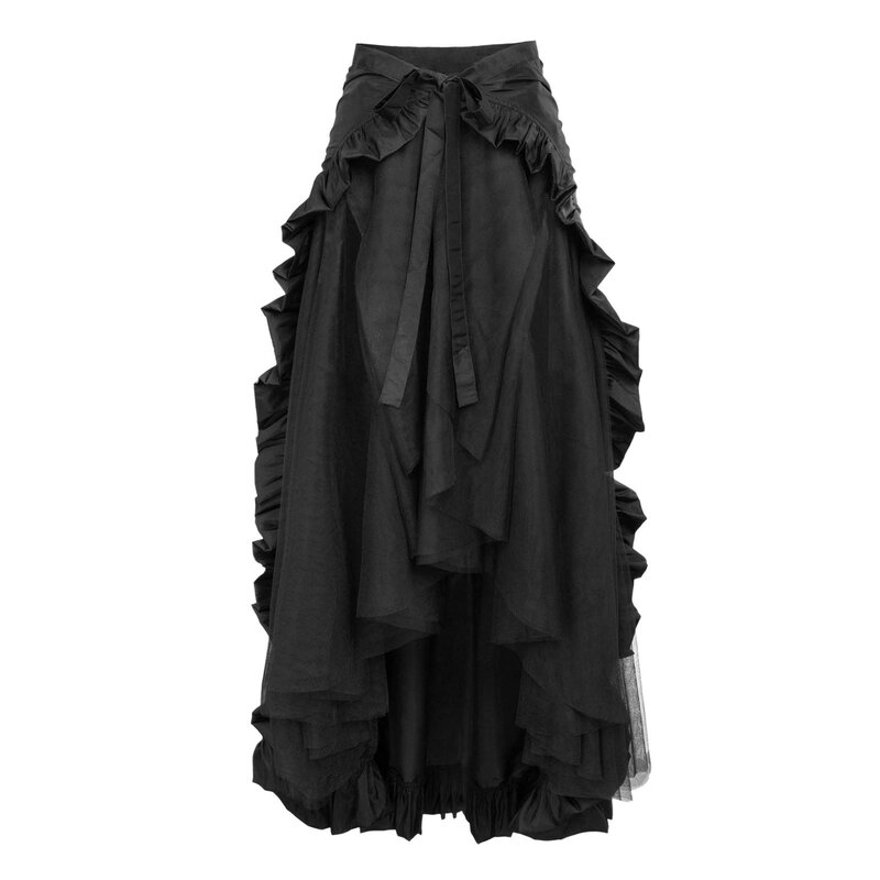 Юбки в викторианском стиле с пиратским поясом, Женская шикарная Готическая панковская юбка с оборками, длинная юбка в средневековом стиле рококо, платье в стиле стимпанк