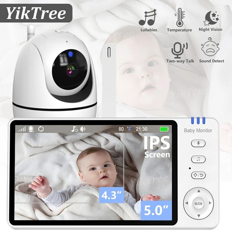 5 Inch Video Babyfoon Met 4x Zoom Babytelefooncamera Bebe Nanny Monitoren Moeder Kind Tweeweg Audio Nachtzicht Babysitter
