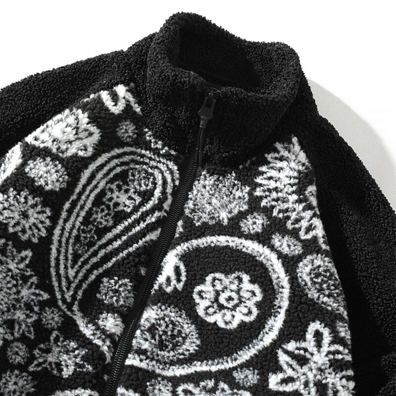 Japanese Streetwear Men Lambswool Jacket 2022 Winter New Fashion Casual Jacket Tops High Quality Fleece Warm Faux Fur Loose Coat