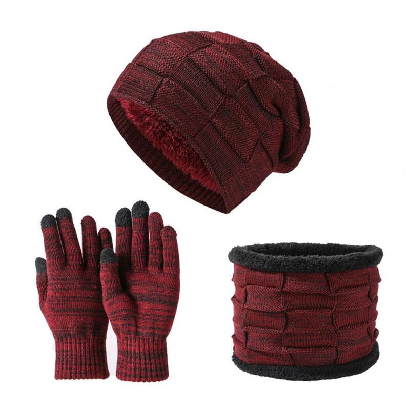 3 sztuk/zestaw czapka zimowa rękawice szyja ocieplane rozciągliwe rękawice czapka z dzianiny szyja ocieplane zimowe męskie damskie rękawiczki czapka robiona na drutach zestaw szalik