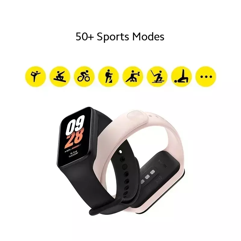 [Wereldpremière] Nieuwe Xiaomi Mi Band 8 Actieve Wereldwijde Versie 1.47 "50 Fitnessmodi Hartslagspo2 Monitoring Slimme Band Weergeven