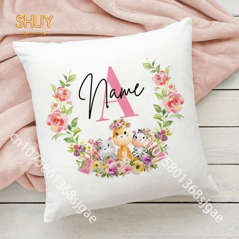 Animals with Name Printed Pillow Case Personalized Throw Pillows Bedroom Sofa Decorative Cushion Cover Home Pillowcase for Kids