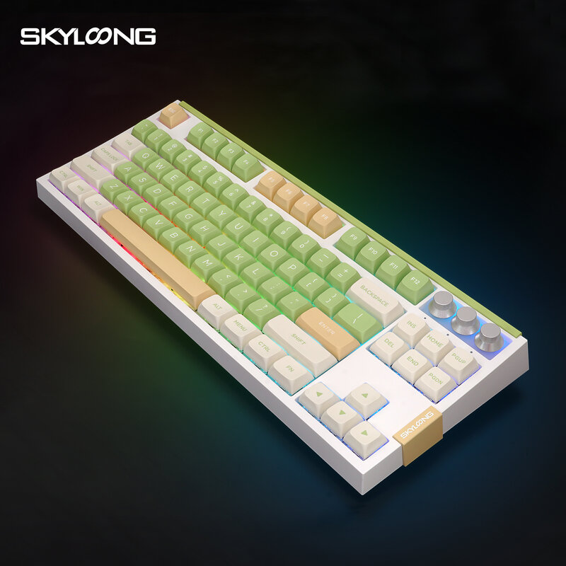 Skyloong GK87 Pro لوحة مفاتيح ميكانيكية, أغطية مفاتيح بودنغ, شاشة RGB, مفتاح صندوق Kailh, موضوع سبارتان, وصل حديثا, 3 أوضاع