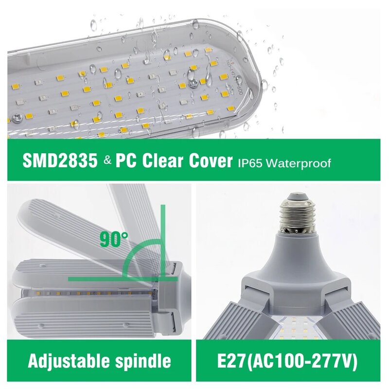 Lampe horticole de croissance LED pliable, 24/36/48W, 100/277V, éclairage pour plantes d'intérieur, serre/tente/semis