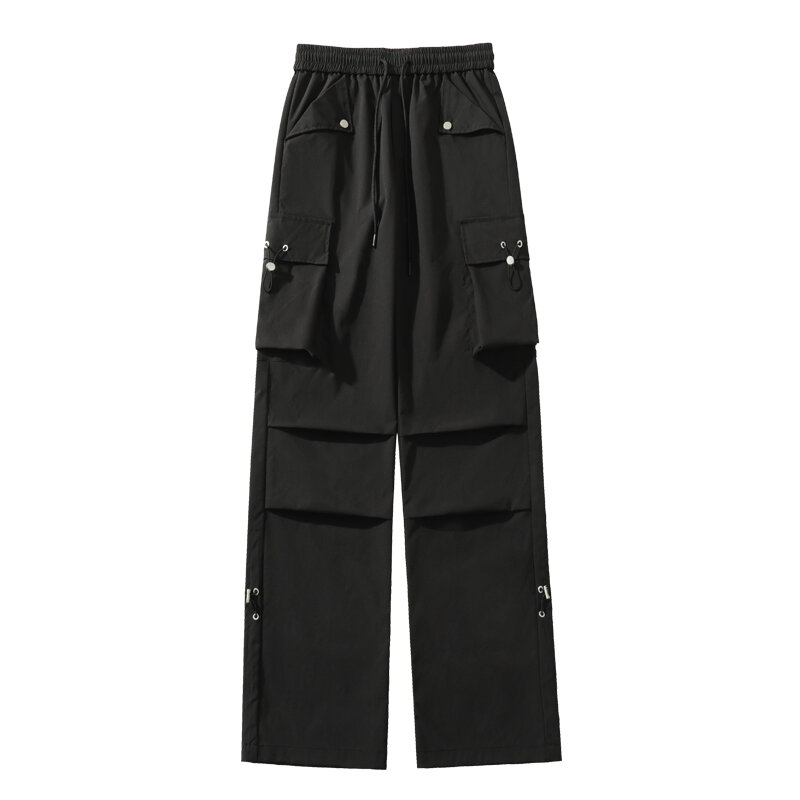 Брюки-карго для мужчин и женщин, джоггеры, брюки в стиле хип-хоп, спортивные штаны с боковым карманом, брюки белого и черного цвета, уличная одежда